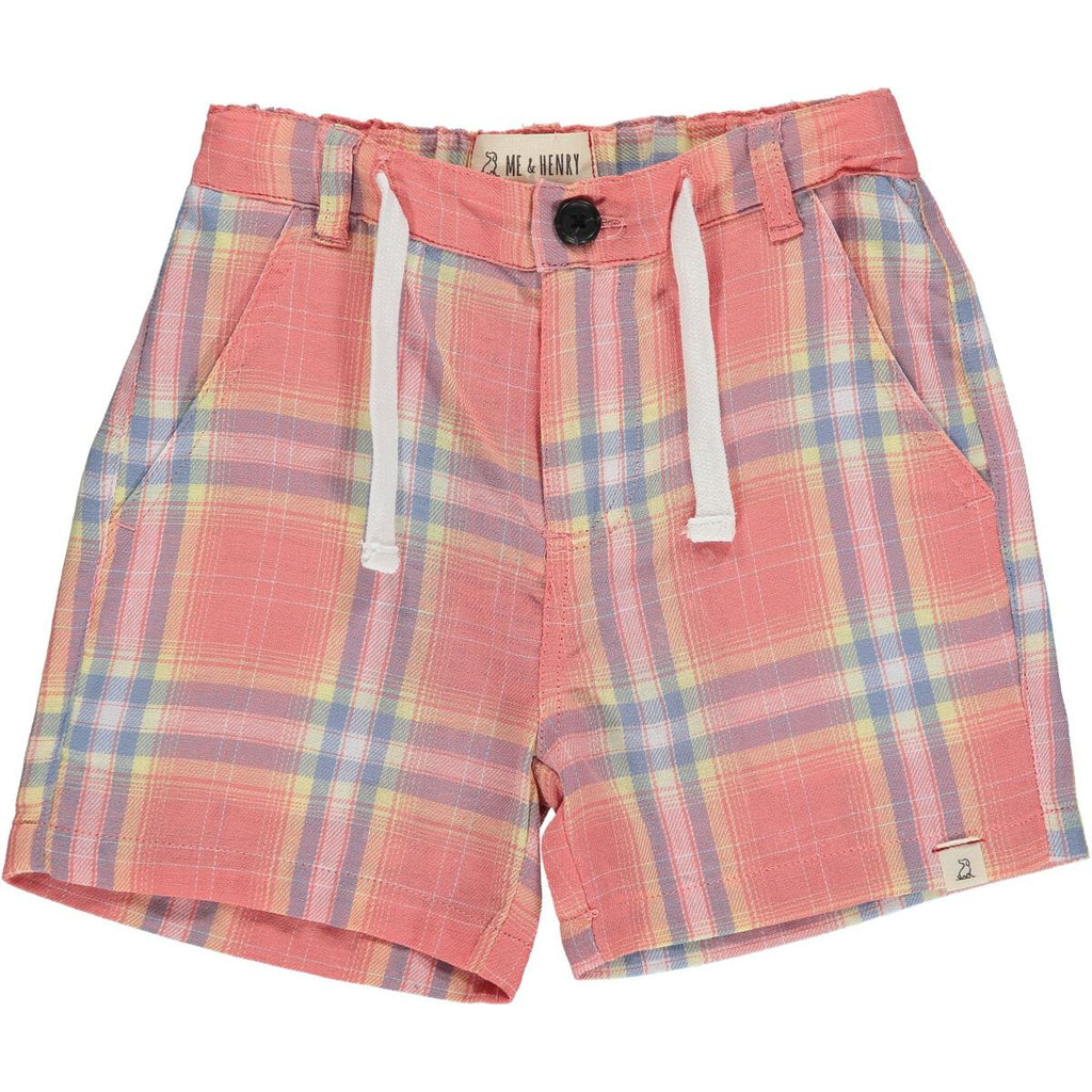 Coral Lemon Plaid Crew Shorts