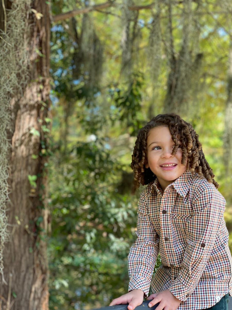 Atwood Woven Shirt - Navy & Gold Plaid
