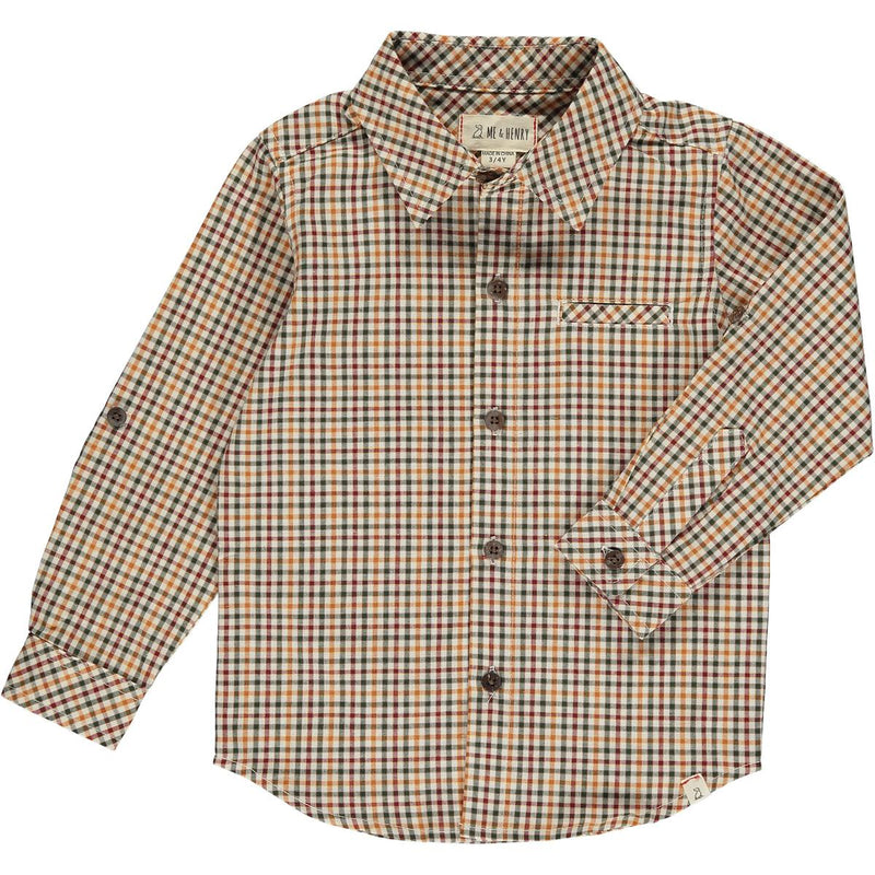 Atwood Woven Shirt - Navy & Gold Plaid
