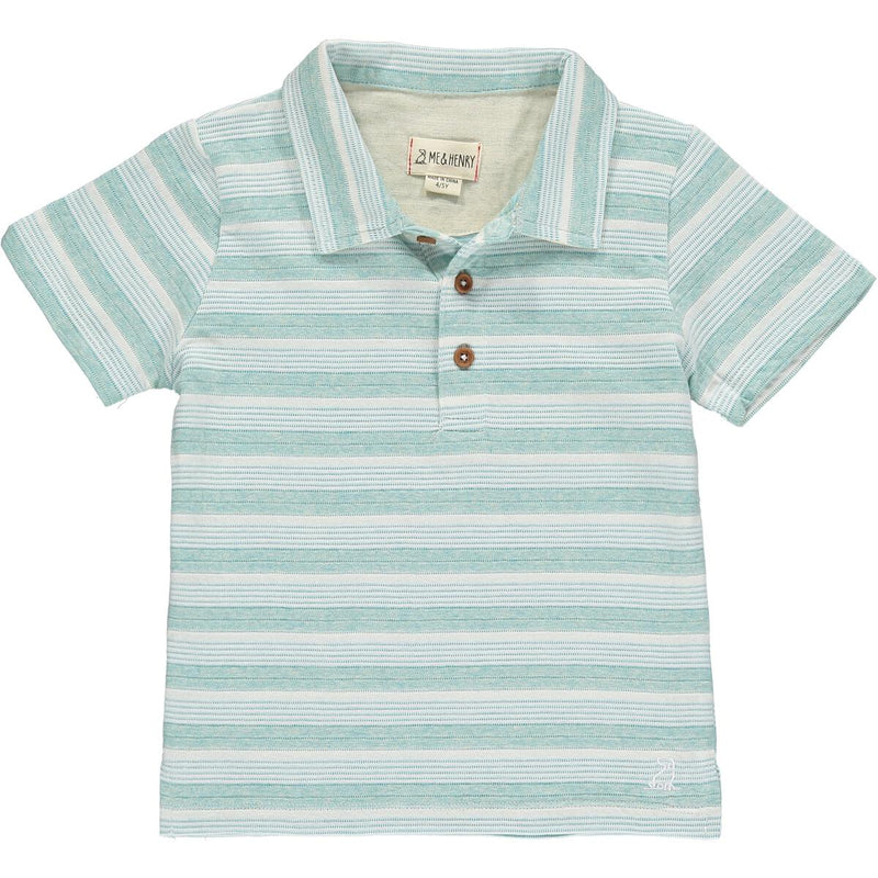 Admiral Aqua Textured Stripe Polo