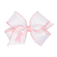 White w/ Pink Bunny Embroidered Bow