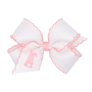 White w/ Pink Bunny Embroidered Bow