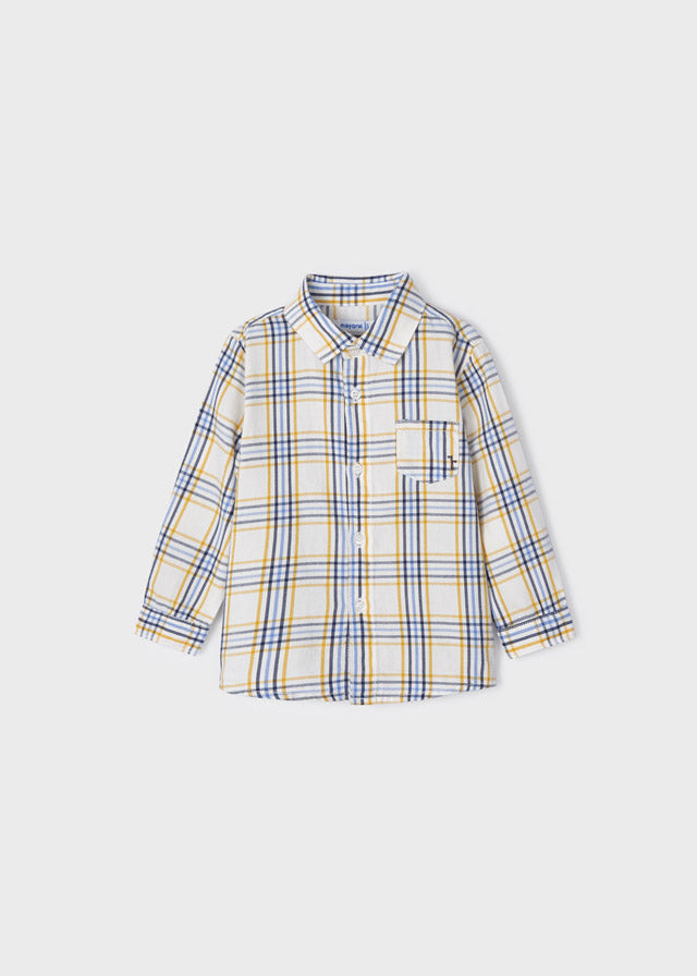 Long Sleeve Yellow & Blue Plaid Check Shirt