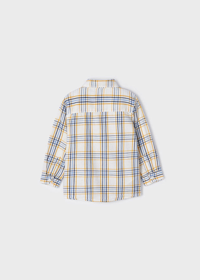 Long Sleeve Yellow & Blue Plaid Check Shirt