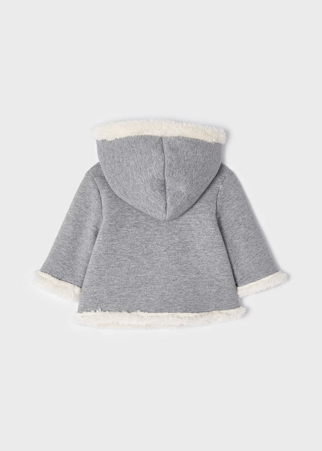 Grey & Faux Sheep Fur Coat