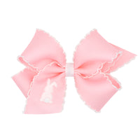 Pink w/ White Bunny Embroidered Bow