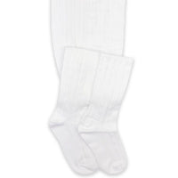 White Classic Cable Knit Tights