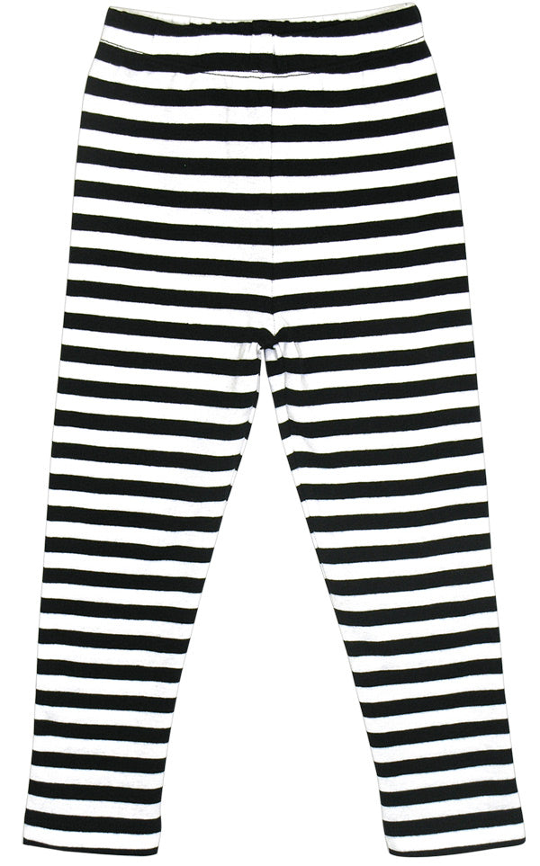 Buttery Soft Vertical Black and White Striped Kids Leggings