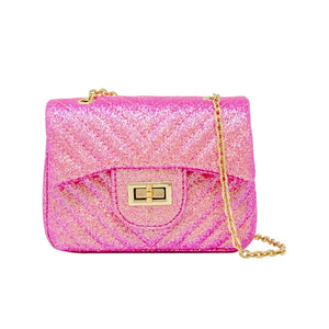 Classic Glitter Wave Handbag - Hot Pink