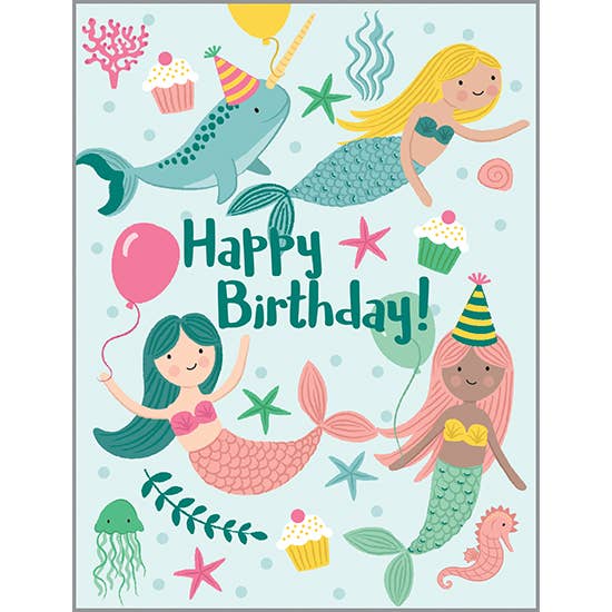 Birthday Card - Mermaids & Balloons