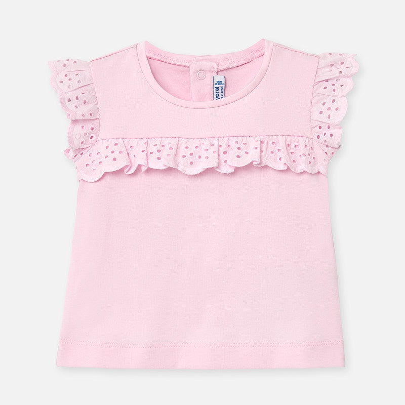 Light Pink Sleeveless Tee with Eyelet Trim