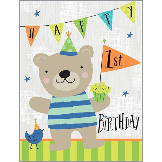 Birthday Card - 1st Birthday Bear