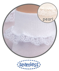 White Simplicity Lace Trim Sock