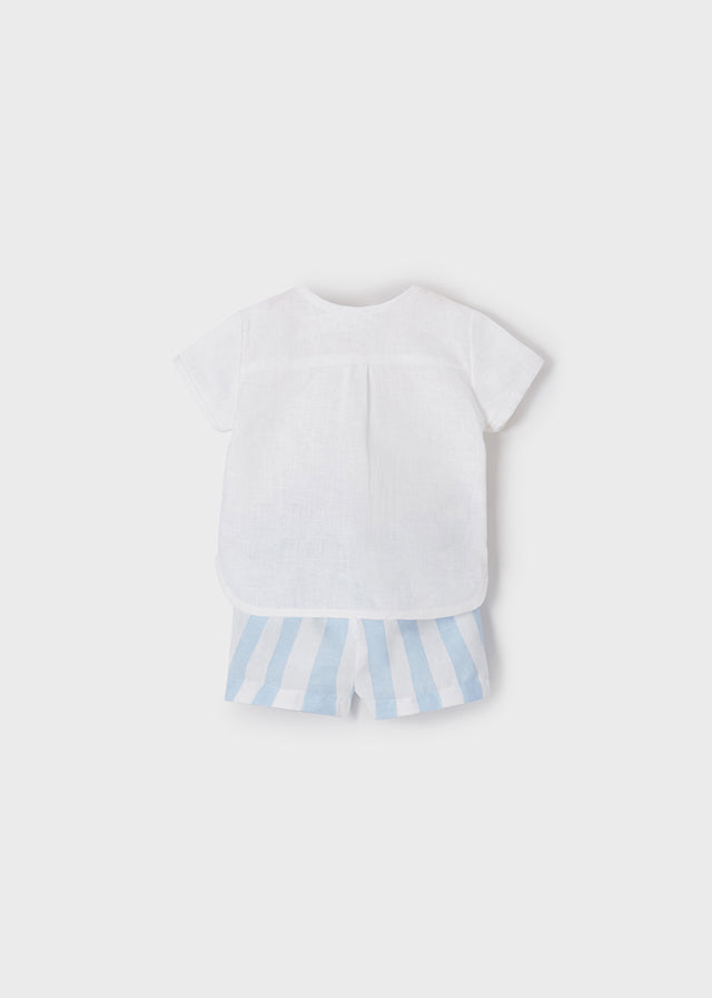 Bluebell & White Linen Shorts Set