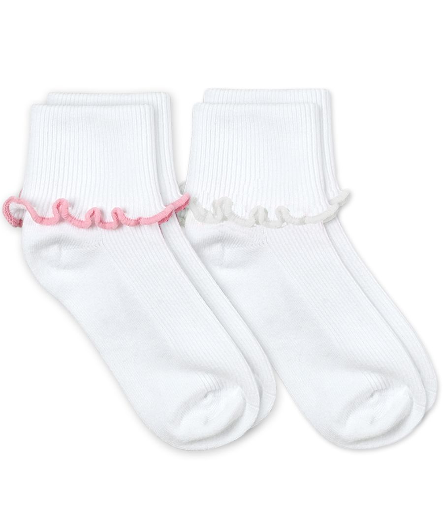 Seamless Ripple Edge 2 Pack Socks Pink/White