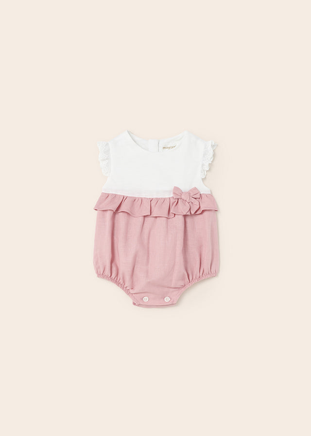 Blush & White Linen Romper