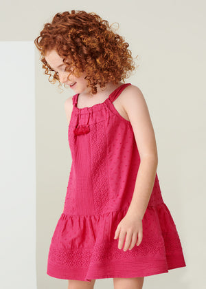 Hibiscus Pink Embroidered Dress