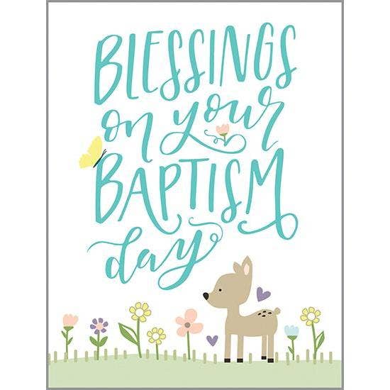 With Scripture Religious Card - Baptism Flowers