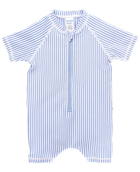 Periwinkle Blue Seersucker Rash Guard Bodysuit