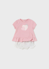 Pink Hearts Top & Grey Bloomer Set