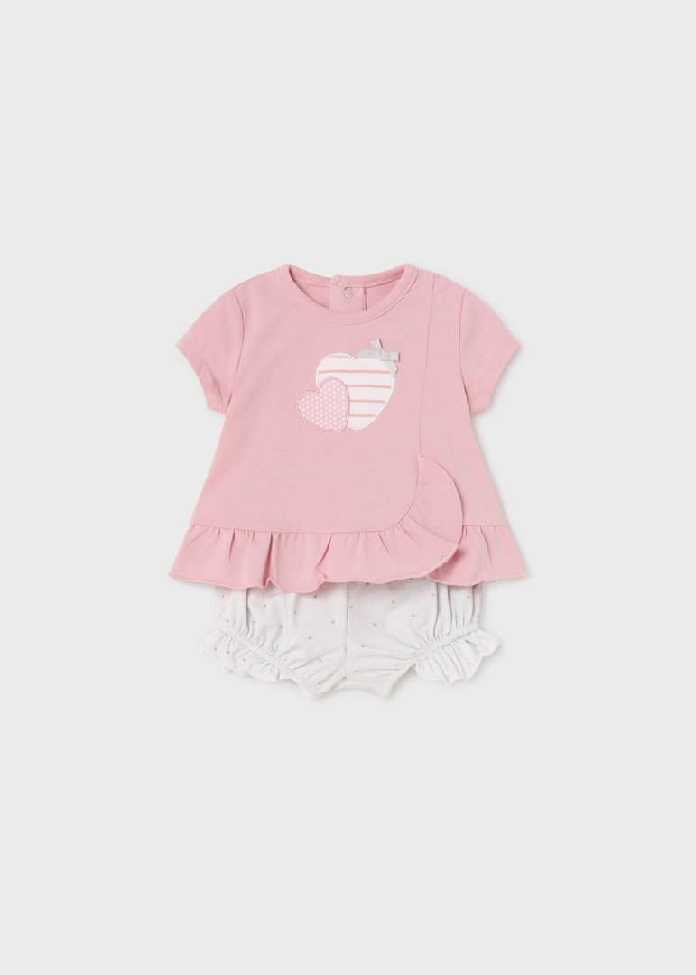 Pink Hearts Top & Grey Bloomer Set