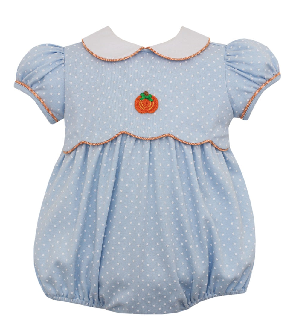 Blue Dotted Crochet Pumpkin Bubble