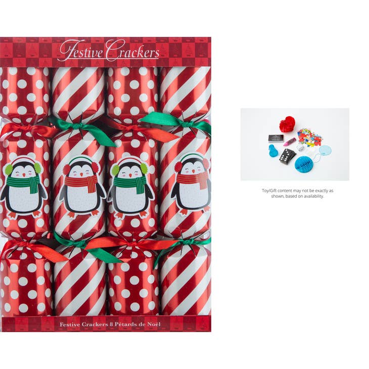 Penguin Stripe & Dot Holiday Crackers