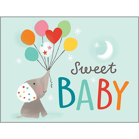 Baby Greeting Card - Elephants and Balloons