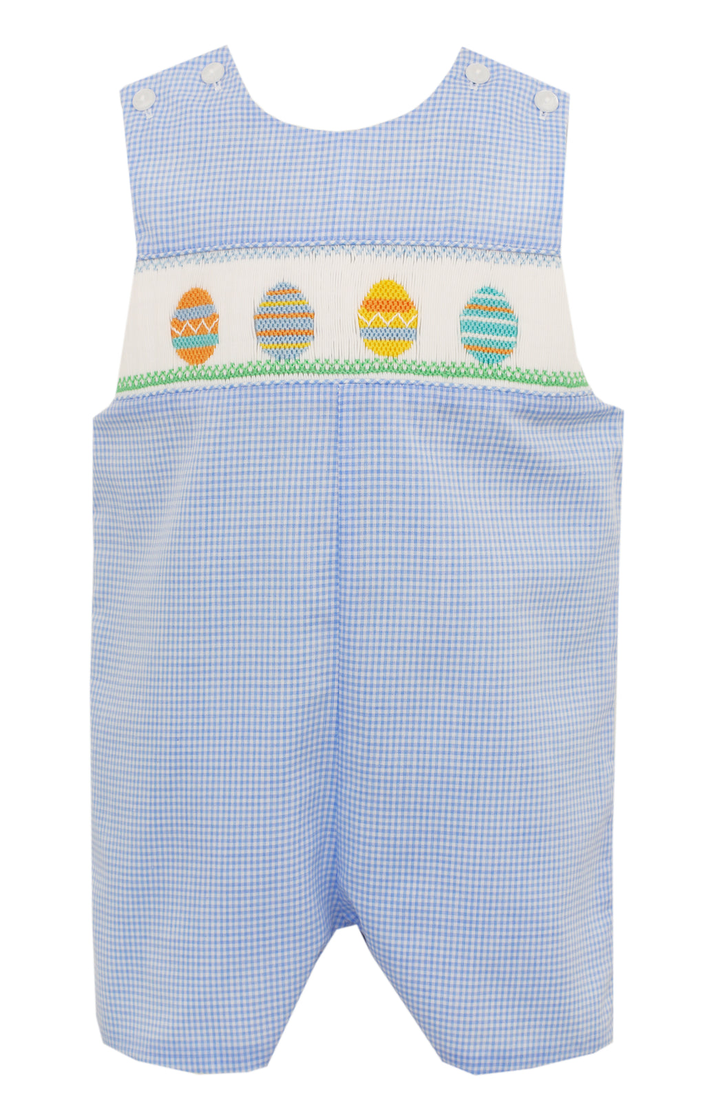 Easter Eggs Smocked Blue Gingham Jon Jon