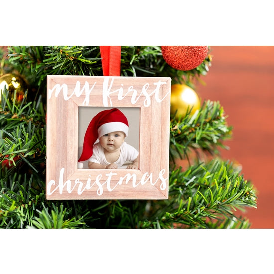 My First Christmas Wooden Holiday Picture Frame Ornament