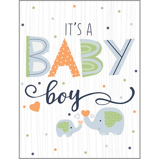 Baby Greeting Card - Boy Elephant