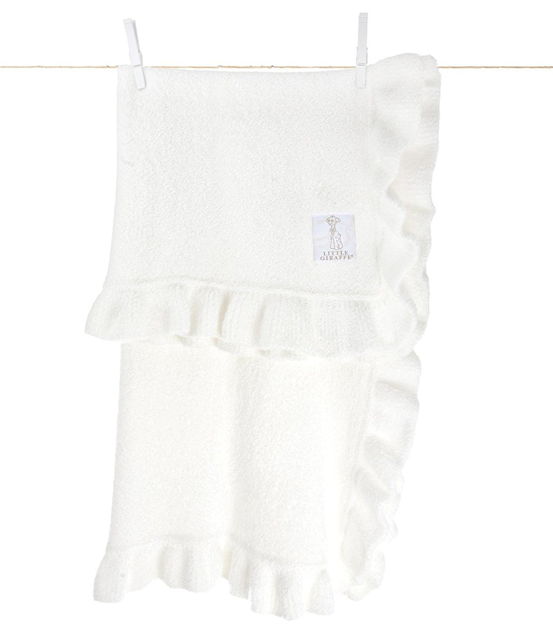 White Dolce Ruffle Blanket 29”x35”