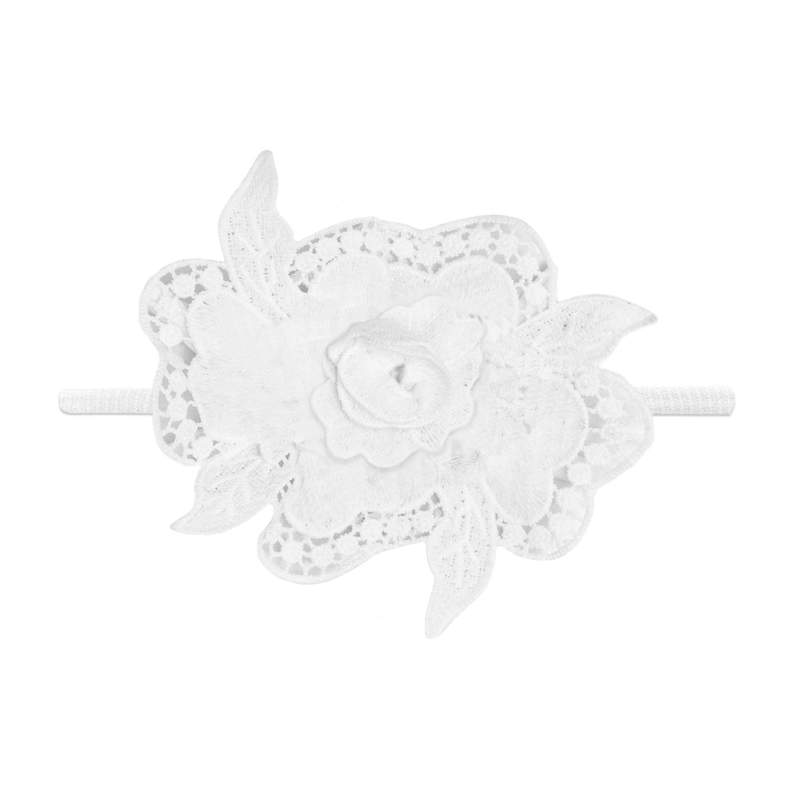 White Applique Flower Headband Skinny