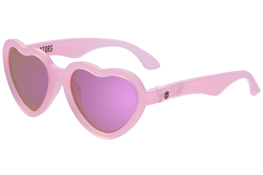 Heart Sunglasses - Frosted Pink with Purple Mirrored Polarized Lens