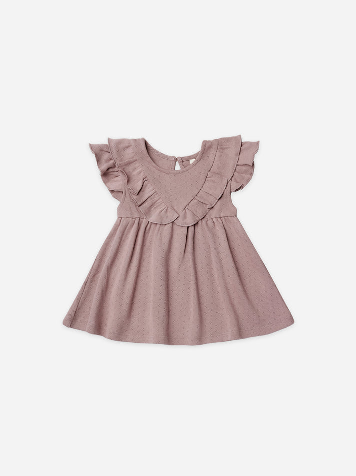 sleeveless ruffle v dress | lilac