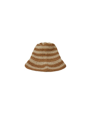 rafia bucket hat | camel stripe
