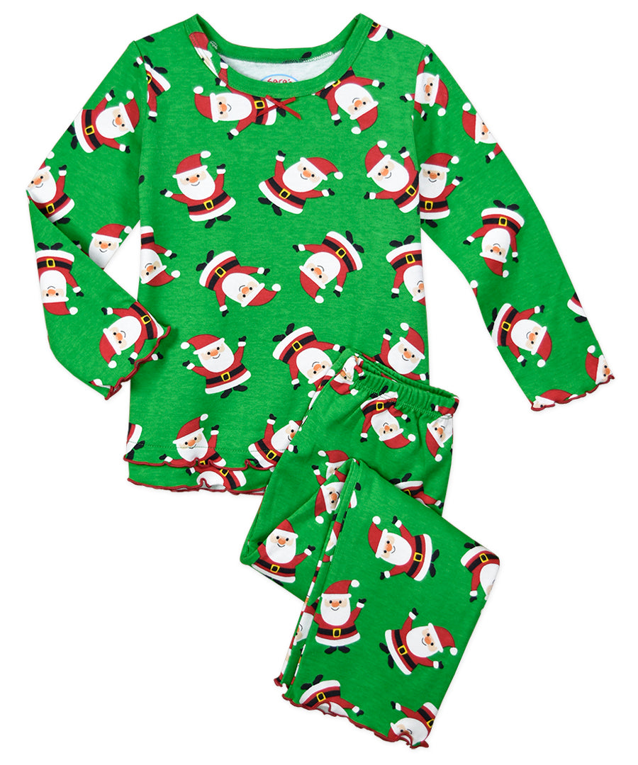 Sara's Prints Hooray Santa Ruffle Long Sleeve Pajamas