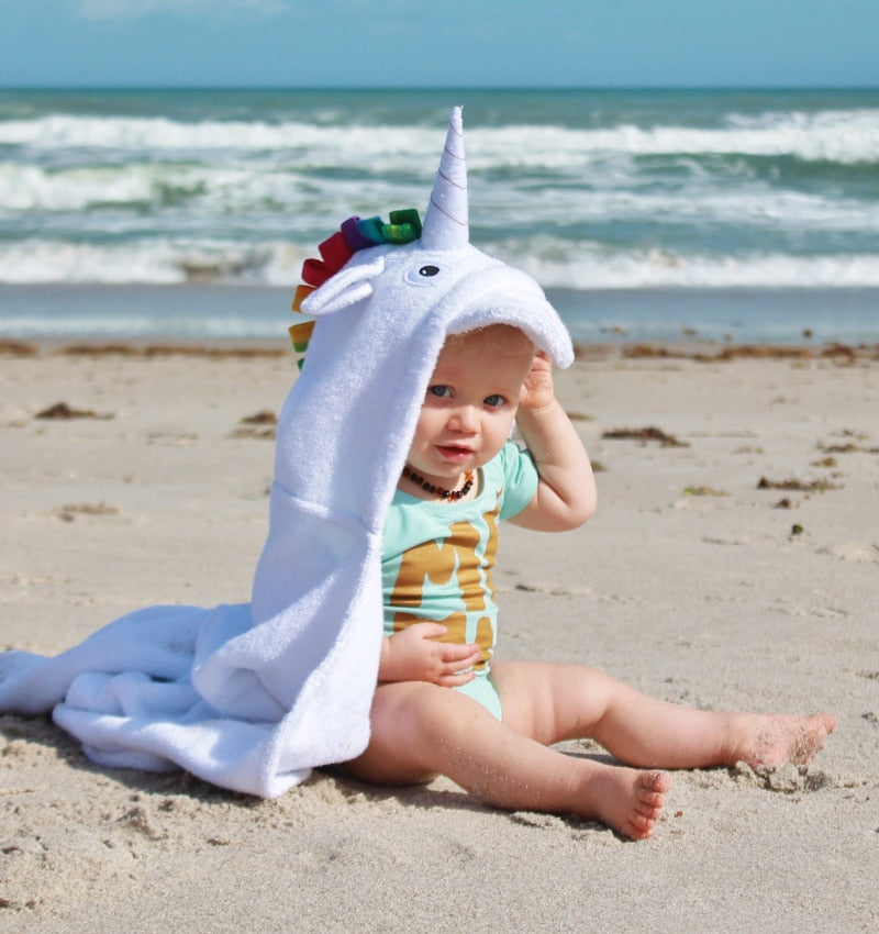 Silver Horn Unicorn Hooded Towel