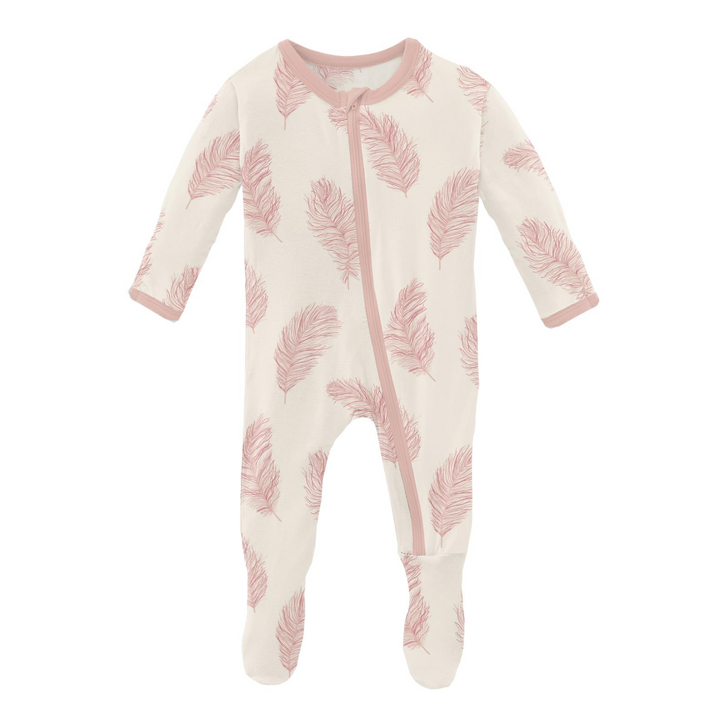 Natural Feathers Zipper Footie