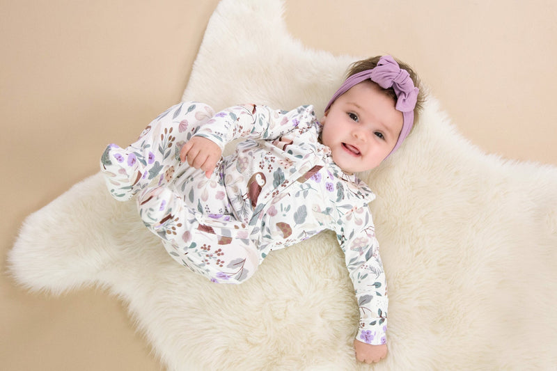 Owls 2way Ruffle Zip Footie
