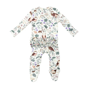 Owls 2way Ruffle Zip Footie
