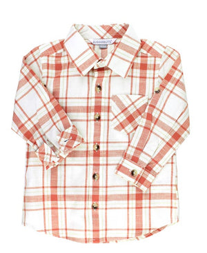 Burnt Sienna Plaid Button Down Shirt