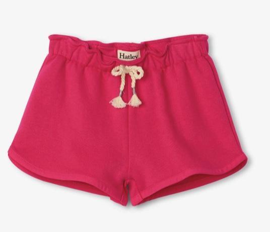 Fuchsia French Terry Paper Bag Shorts