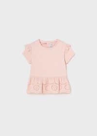 Pink Eyelet Embroidery T-Shirt Sustainable Cotton Baby