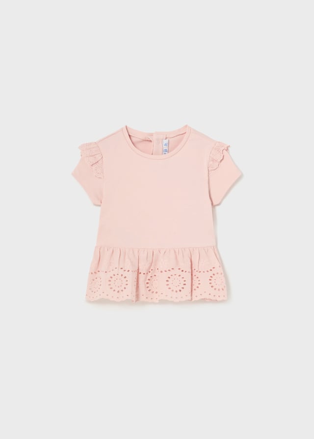 Pink Eyelet Embroidery T-Shirt Sustainable Cotton Baby