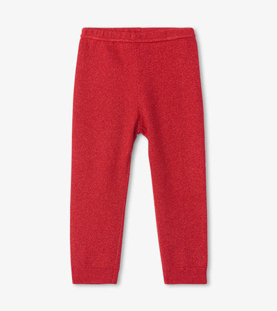 Baby Holiday Red Shimmer Cable Knit Tights