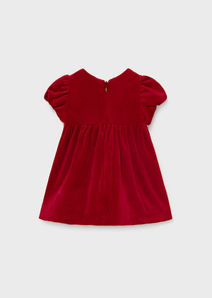 Red Velvet Baby Dress with Bonnet
