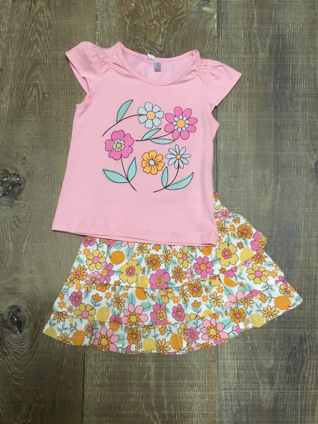 Floral Top & Ruffle Skort Set