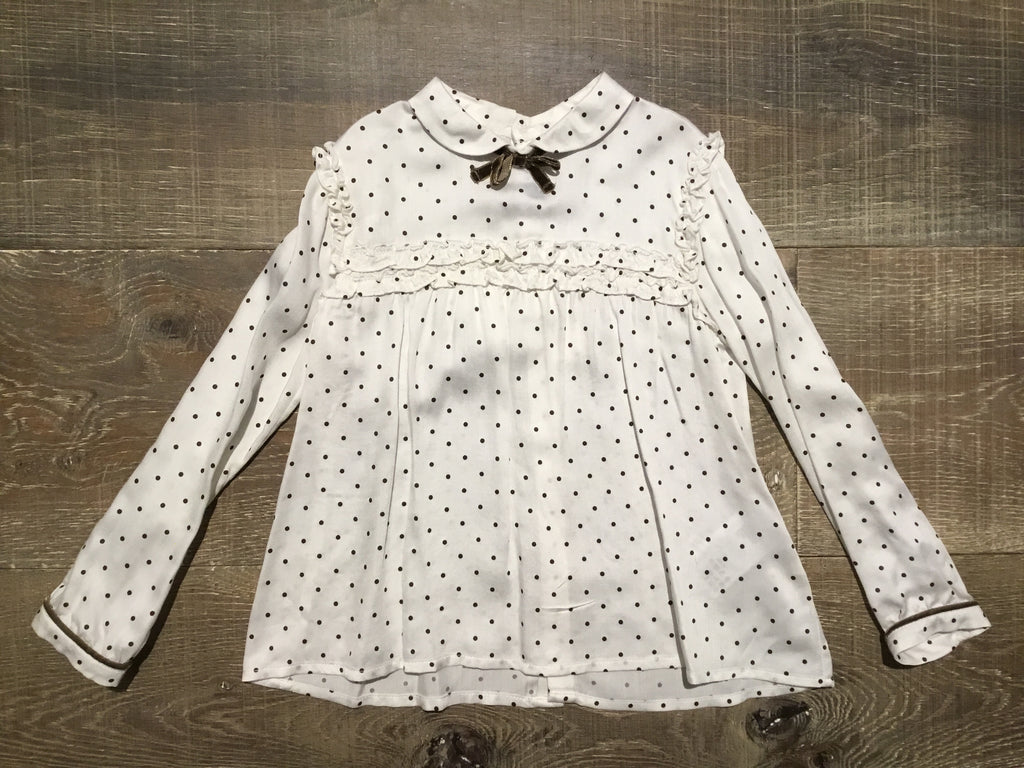 Mocha Dotted Cream Blouse