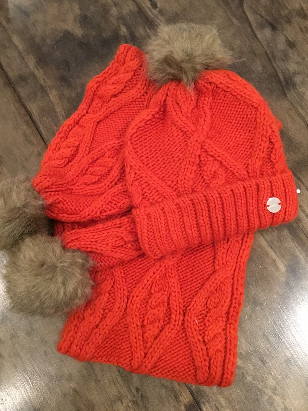 Burnt Orange Knit Scarf & Hat Set